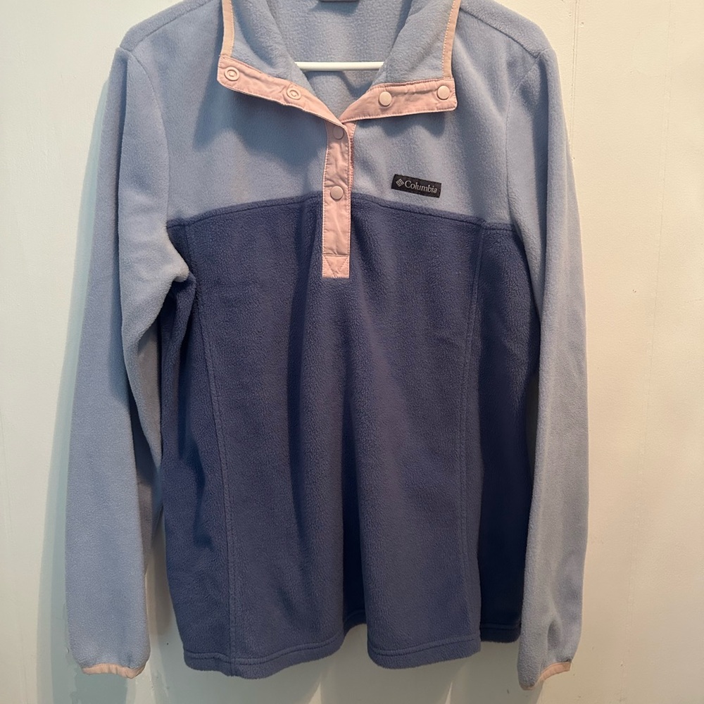 Columbia Women's V-Neck Sweater - Light Blue and Pink
